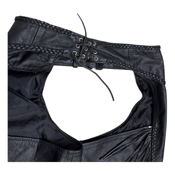 HOT LEATHERS Vintage Retro Leather FRINGE Motorcycle Biker Pants Mens Large - Picture 3 of 6